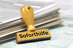 Stempel mit der Aufschrift "Soforthilfe"